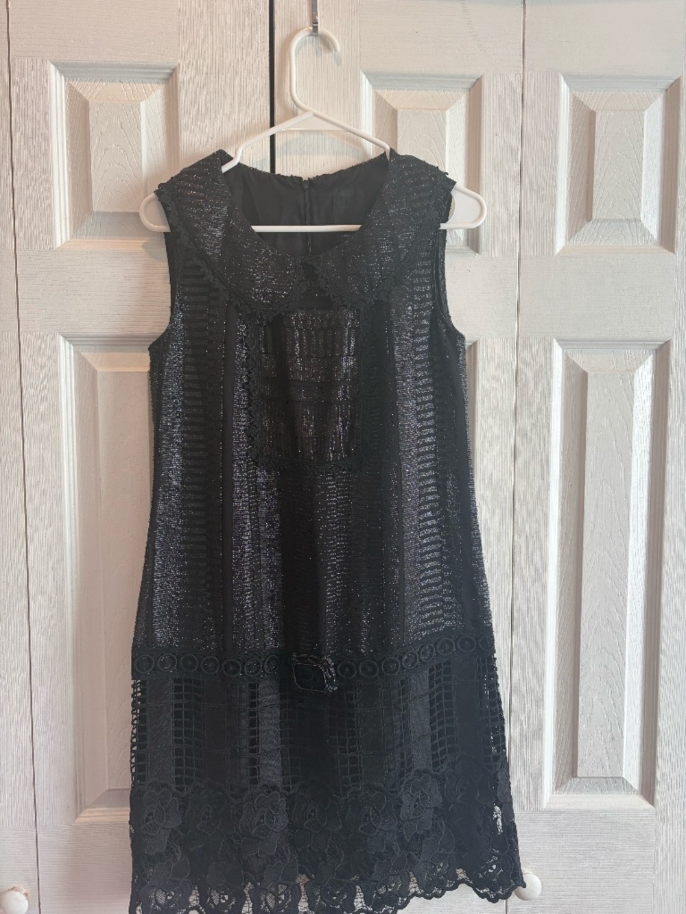 Anna Sui Black Metallic Mini Babydoll Dress
